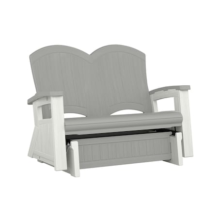 Elements Adirondack Glider With Storage And Two-Tone Dove Gray And Ice Cube Collection